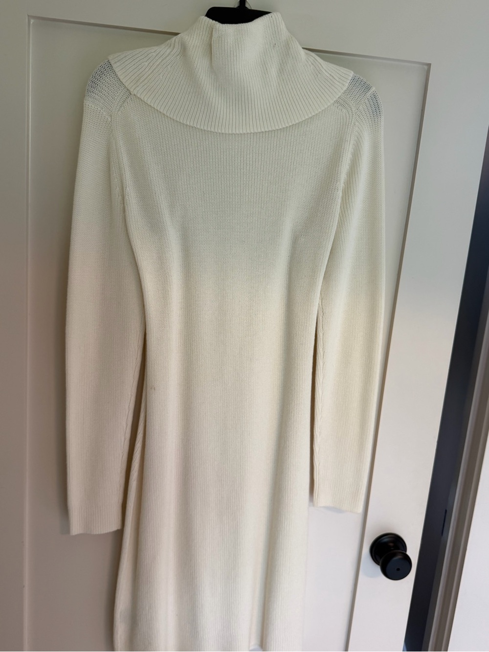 Ralph Lauren Cream Ribbed Cowl-Neck Sweater Dress - Picture 2 of 3
